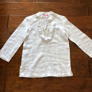 Lilly Pulitzer White Linen Top xs